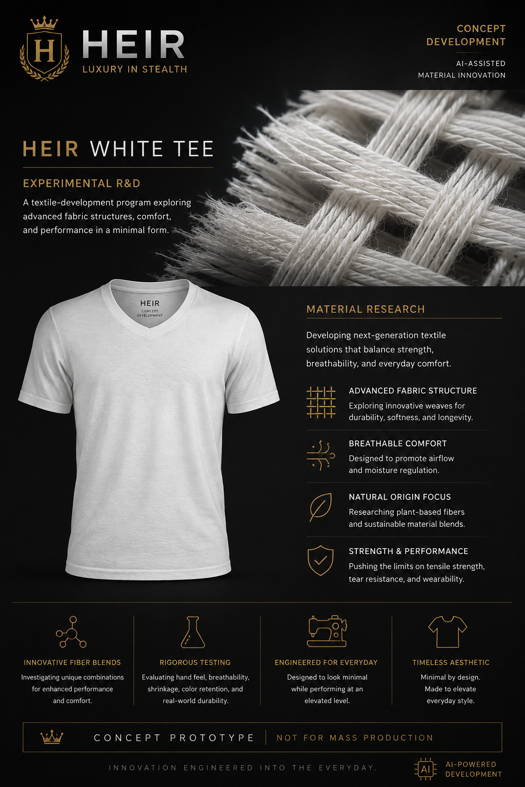 HEIR White Tee concept development visual.